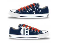 MLB Men/Women Detroit Tigers #3 Ian Kinsler Navy Hand Painted Unisex Low-Top Canvas Shoes