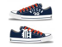 MLB Men/Women Detroit Tigers #38 Justin Wilson Navy Hand Painted Unisex Low-Top Canvas Shoes