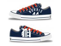 MLB Men/Women Detroit Tigers #44 Daniel Norris Navy Hand Painted Unisex Low-Top Canvas Shoes