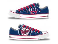 MLB Men/Women Minnesota Twins #57 Ryan Pressly Royal Hand Painted Unisex Low-Top Canvas Shoes
