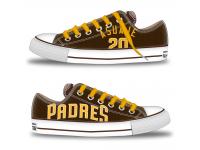 MLB Men/Women San Diego Padres #20 Carlos Asuaje Brown Hand Painted Unisex Low-Top Canvas Shoes