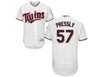 MLB Minnesota Twins #57 Ryan Pressly Men White Authentic Flexbase Collection Jersey