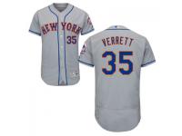 MLB New York Mets #35 Logan Verrett Men Grey Authentic Flexbase Collection Jersey