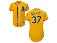 MLB Oakland Athletics #37 Henderson Alvarez Men Yellow Authentic Flexbase Collection Jersey