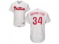 MLB Philadelphia Phillies #34 Brett Oberholtzer Men White Authentic Flexbase Collection Jersey
