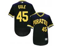 MLB Pittsburgh Pirates #45 Gerrit Cole Men Throwback Black Jerseys