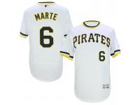 MLB Pittsburgh Pirates #6 Starling Marte Men Throwback White Jerseys