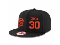 MLB 's San Francisco Giants #30 Orlando Cepeda Stitched New Era Snapback Adjustable Player Hat - Black Orange