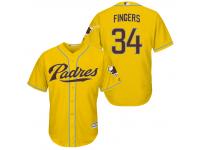 MLB San Diego Padres #34 Rollie Fingers Men Fashion Yellow Cool Base Jerseys