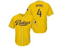MLB San Diego Padres #4 Wil Myers Men Fashion Yellow Cool Base Jerseys