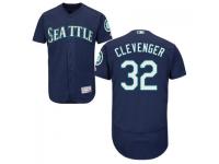 MLB Seattle Mariners #32 Steve Clevenger Men Navy Blue Authentic Flexbase Collection Jersey