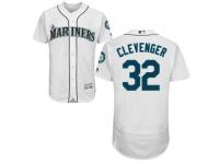 MLB Seattle Mariners #32 Steve Clevenger Men White Authentic Flexbase Collection Jersey
