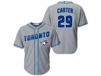MLB Toronto Blue Jays #29 Joe Carter Men Fashion Cool Base Grey Jerseys