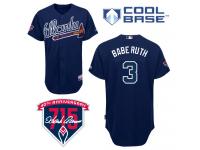 Navy Blue Babe Ruth Men #3 Majestic MLB Atlanta Braves Cool Base Alternate Jersey