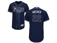 Navy Blue Chris Archer Men #22 Majestic MLB Tampa Bay Rays Flexbase Collection Jersey