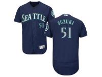 Navy Blue Ichiro Suzuki Men #51 Majestic MLB Seattle Mariners Flexbase Collection Jersey