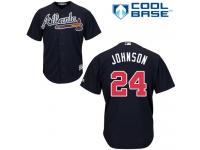 Navy Blue Kelly Johnson Men #24 Majestic MLB Atlanta Braves Cool Base Alternate Jersey