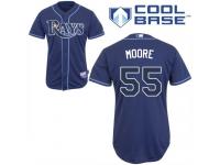 Navy Blue Matt Moore Men #55 Majestic MLB Tampa Bay Rays Cool Base Alternate Jersey