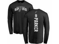 NBA Men Nike San Antonio Spurs #9 Tony Parker Black Backer Long Sleeve T-Shirt