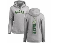 NBA Women Nike Milwaukee Bucks #42 Vin Baker Ash Backer Pullover Hoodie