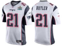 NEW ENGLAND PATRIOTS #21 MALCOLM BUTLER WHITE SUPER BOWL LII BOUND GAME JERSEY