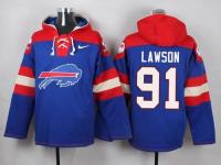 NFL Buffalo Bills (OLB) #91 Manny Lawson Men Royal Blue Pullover Hoodie