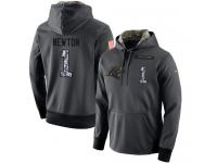 NFL Men's Nike Carolina Panthers #1 Cam Newton Stitched Black Anthracite Salute to Service Player Performance Hoodie
