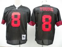 NFL Mitchell And Ness San Francisco 49ers #8 Steve Young Men Throwback Black Jerseys