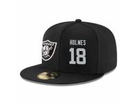 NFL Oakland Raiders #18 Andre Holmes Snapback Adjustable Player Hat - Black Silver