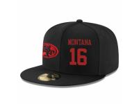 NFL San Francisco 49ers #16 Joe Montana Snapback Adjustable Player Rush Hat - Black Red