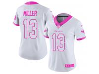 Nike Braxton Miller Limited White Pink Women's Jersey - NFL Houston Texans #13 Rush Fashion