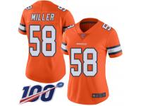 Nike Broncos #58 Von Miller Orange Women's Stitched NFL Limited Rush 100th Season Jersey