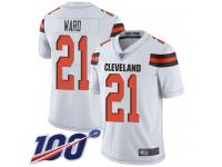 Nike Browns #21 Denzel Ward White Men's Stitched NFL 100th Season Vapor Limited Jersey