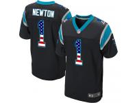 Nike Cam Newton Elite Black Home Men's Jersey - NFL Carolina Panthers #1 USA Flag Fashion