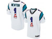 Nike Cam Newton Elite White Road Men's Jersey - NFL Carolina Panthers #1 USA Flag Fashion