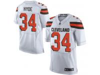 Nike Carlos Hyde Elite White Road Men's Jersey - NFL Cleveland Browns #34