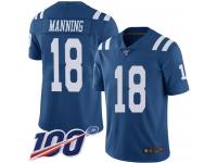 Nike Colts #18 Peyton Manning Royal Blue Men's Stitched NFL Limited Rush 100th Season Jersey
