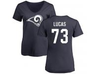 Nike Cornelius Lucas Navy Blue Name & Number Logo Slim Fit Women's - NFL Los Angeles Rams #73 T-Shirt