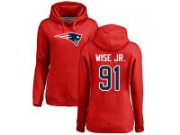 Nike Deatrich Wise Jr Red Name & Number Logo Women's - NFL New England Patriots #91 Pullover Hoodie