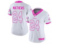 Nike Eagles #24 Ryan Mathews White Pink Women Stitched NFL Limited Rush Fashion Jersey