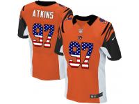 Nike Geno Atkins Elite Orange Alternate Men's Jersey - NFL Cincinnati Bengals #97 USA Flag Fashion