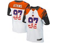 Nike Geno Atkins Elite White Road Men's Jersey - NFL Cincinnati Bengals #97 USA Flag Fashion