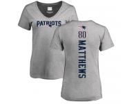 Nike Jordan Matthews Ash Backer V-Neck Women's - NFL New England Patriots #80 T-Shirt