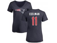 Nike Julian Edelman Navy Blue Name & Number Logo Slim Fit Women's - NFL New England Patriots #11 T-Shirt