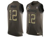 Nike Men NFL New England Patriots #12 Tom Brady Olive Salute To Service Tank Top