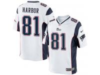 Nike Men's Clay Harbor Limited White Road Jersey - New England Patriots NFL #81