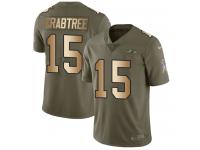 Nike Michael Crabtree Limited Olive Gold Men's Jersey - NFL Baltimore Ravens #15 2017 Salute to Service