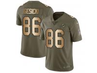 Nike Mike Gesicki Limited Olive Gold Men's Jersey - NFL Miami Dolphins #86 2017 Salute to Service