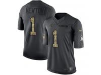 Nike Panthers #1 Cam Newton Black Men Stitched NFL Limited 2016 Salute to Service Jersey