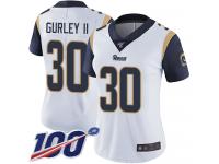 Nike Rams #30 Todd Gurley II White Women's Stitched NFL 100th Season Vapor Limited Jersey
